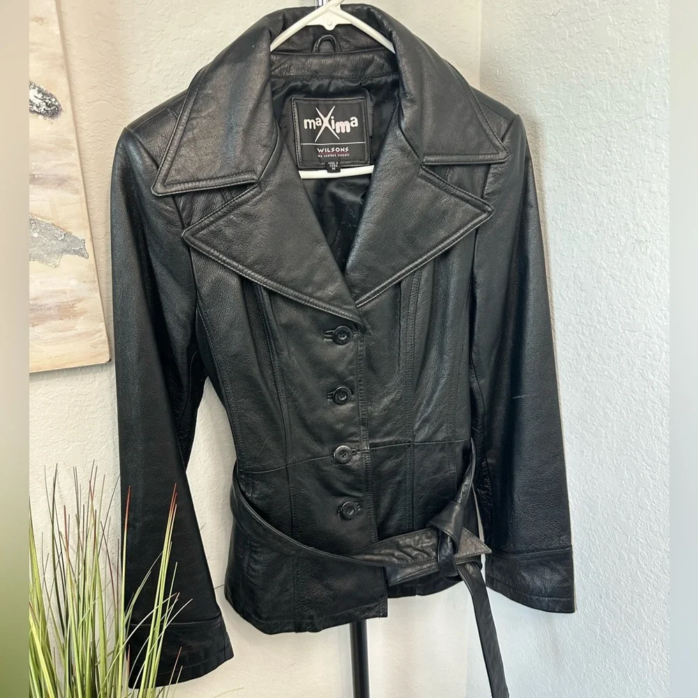 Wilson Maxima Genuine Leather Black Coat Size M - Picture 5 of 6